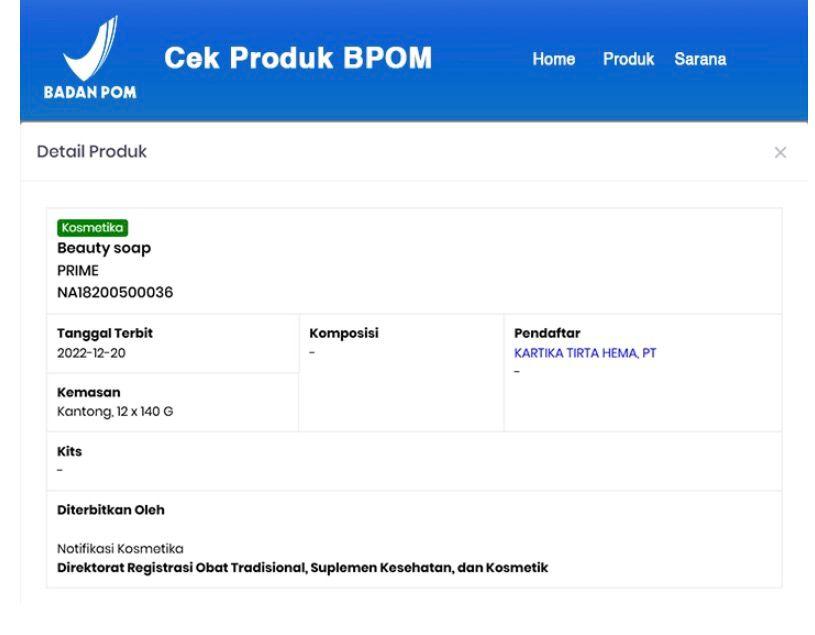 Sertifikat BPOM Sabun